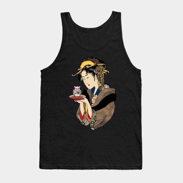 Tea Time with Pig Tank Top by huebucket